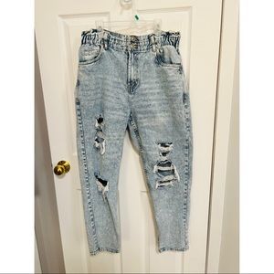 High-rise paper bag mom jeans